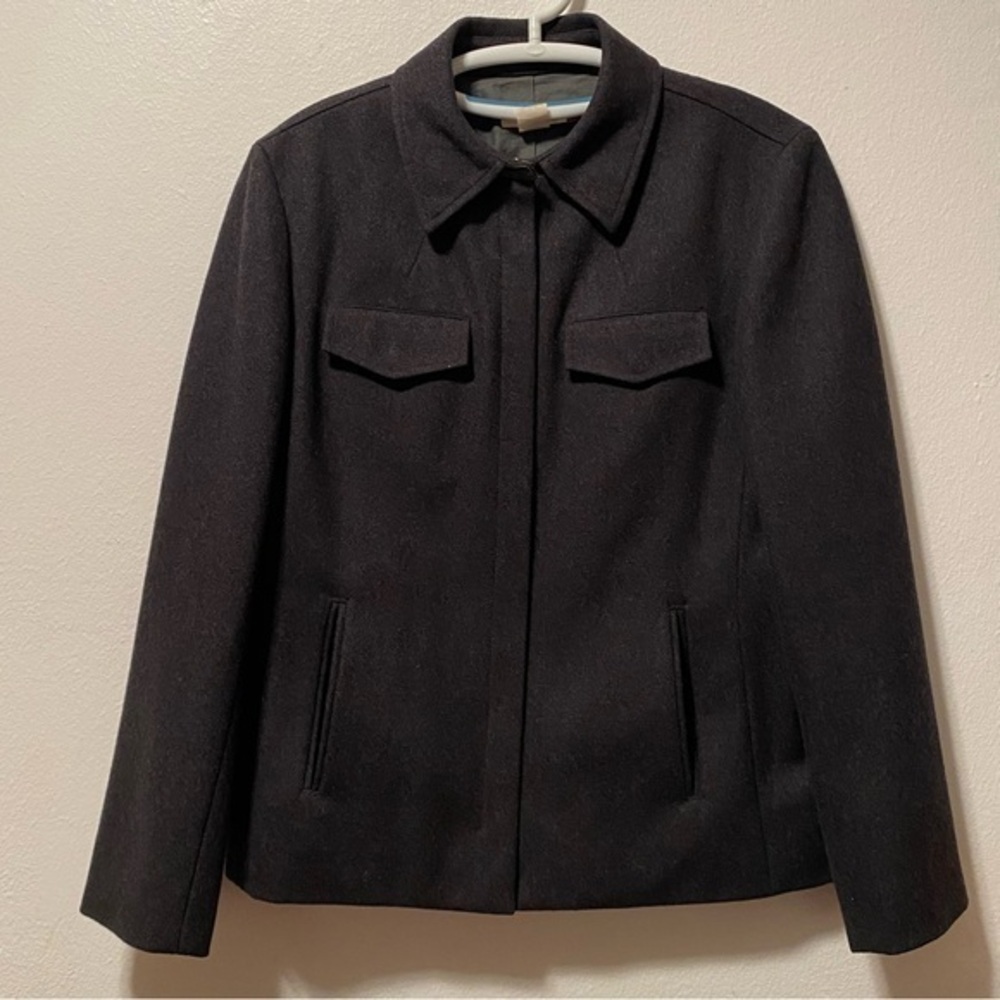 J.Crew Jacket Women’s Size Medium Black Full Zip Wool Blend Pockets